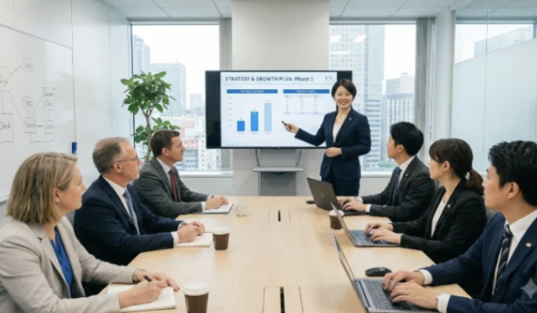 IntelliPro consultants collaborating at a whiteboard